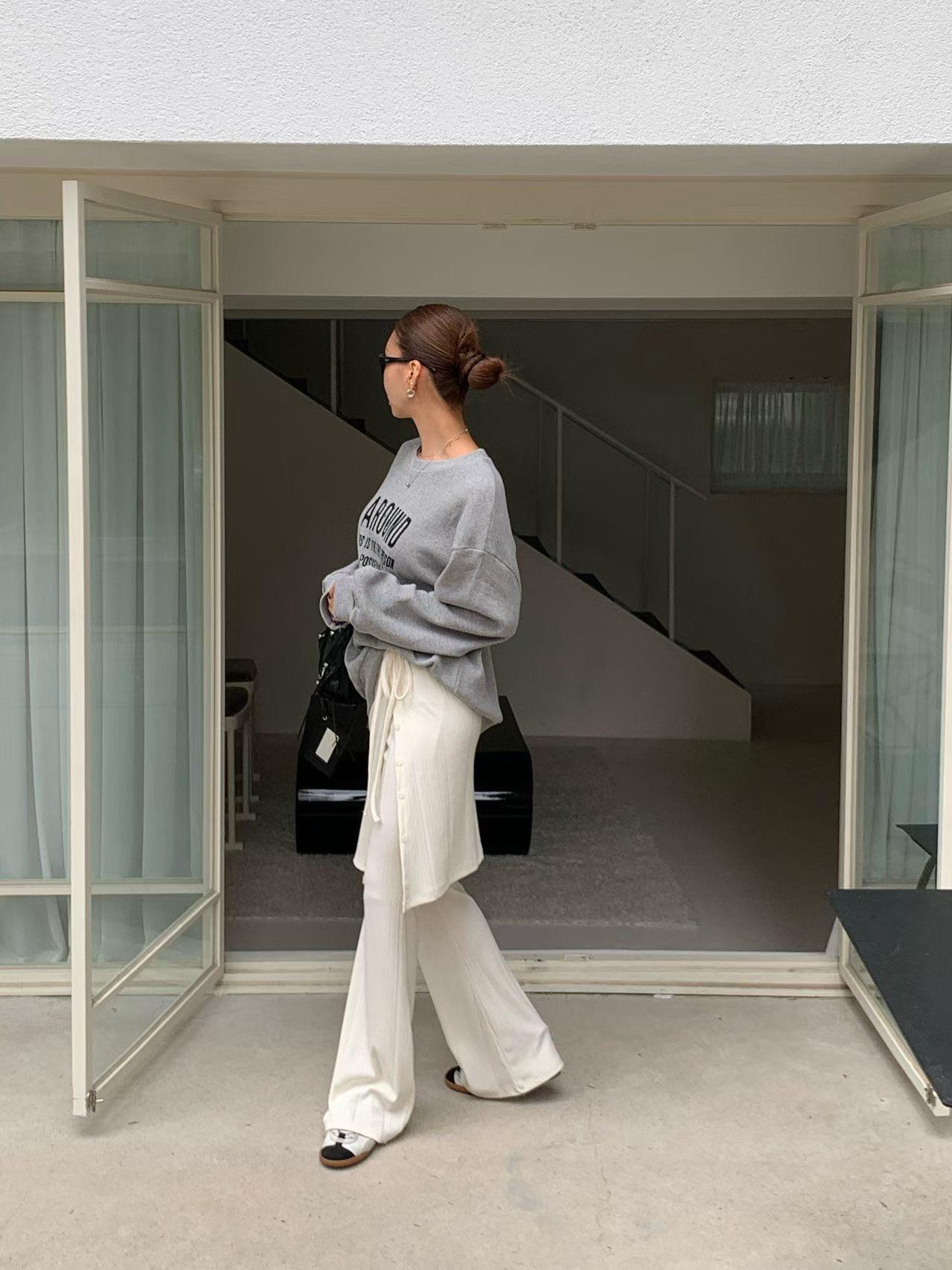 坑條針織屁簾+喇叭褲(可拆)